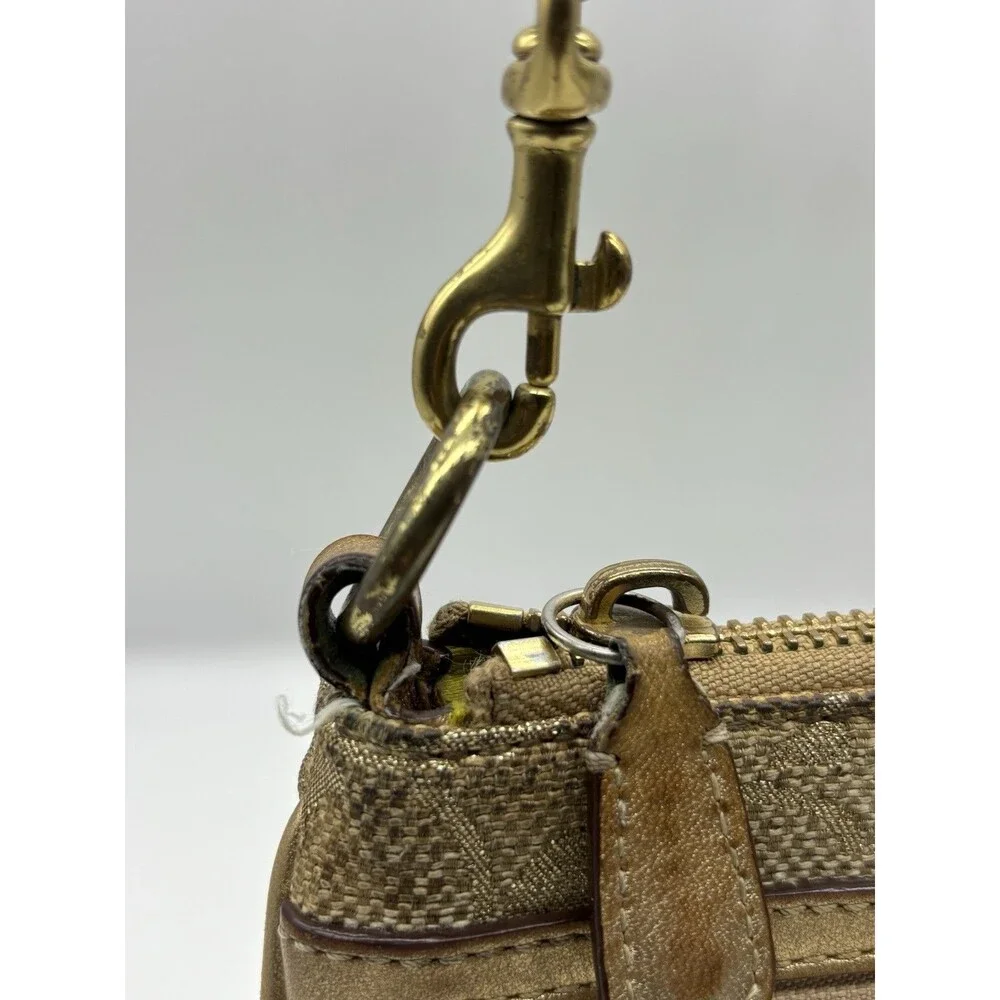 Coach Gold Irredescent Crossbody Canvas & Leather Handbag Bag  Purse Monogram